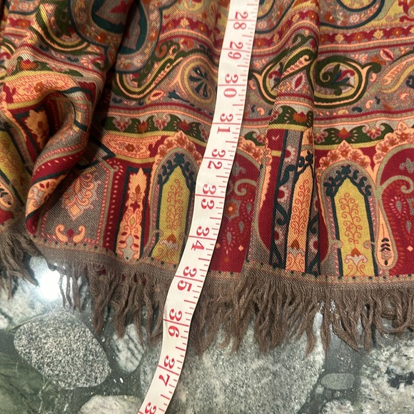 Vintage ‘80s Ralph Lauren Paisley Pleats Fringes Wool Silk Slip Pockets Size 8 - Picture 16 of 16